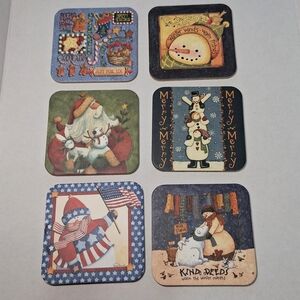 Festive Holiday Coasters Set - Multicolor
